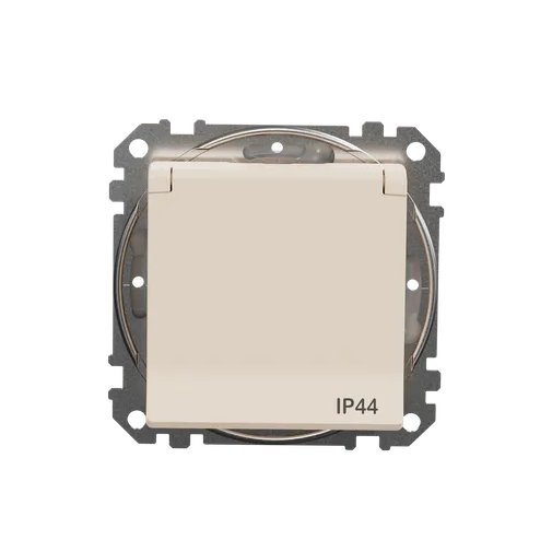 Розетка Schneider Sedna Design бежева 1-на з заземленням з шторками з кришкою IP44 ( SDD212024 )